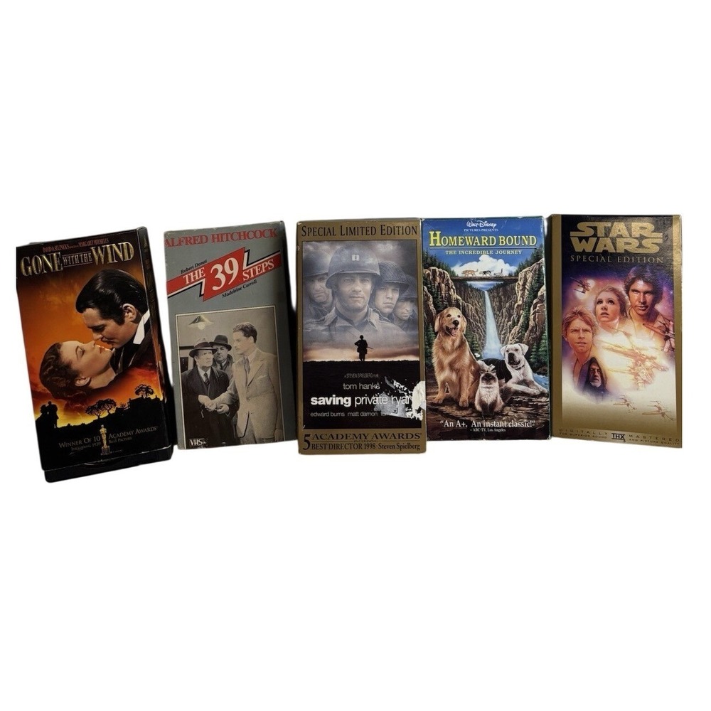 VHS Lot Gone w The Wind 39 Steps Saving Private Ryan Homeward Bound Star Wars‎